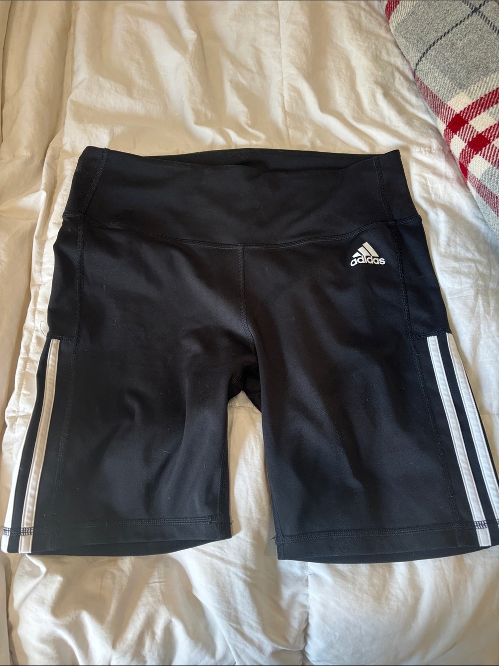 adidas Black Bike Shorts with White Side Stripes